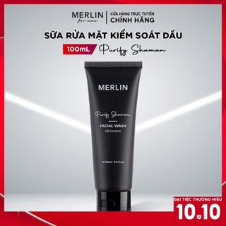 Sữa rửa mặt nam Merlin Sữa rửa mặt kiểm soát dầu, trắng da cho nam Merlin facial wash oil control tuýp 100ml