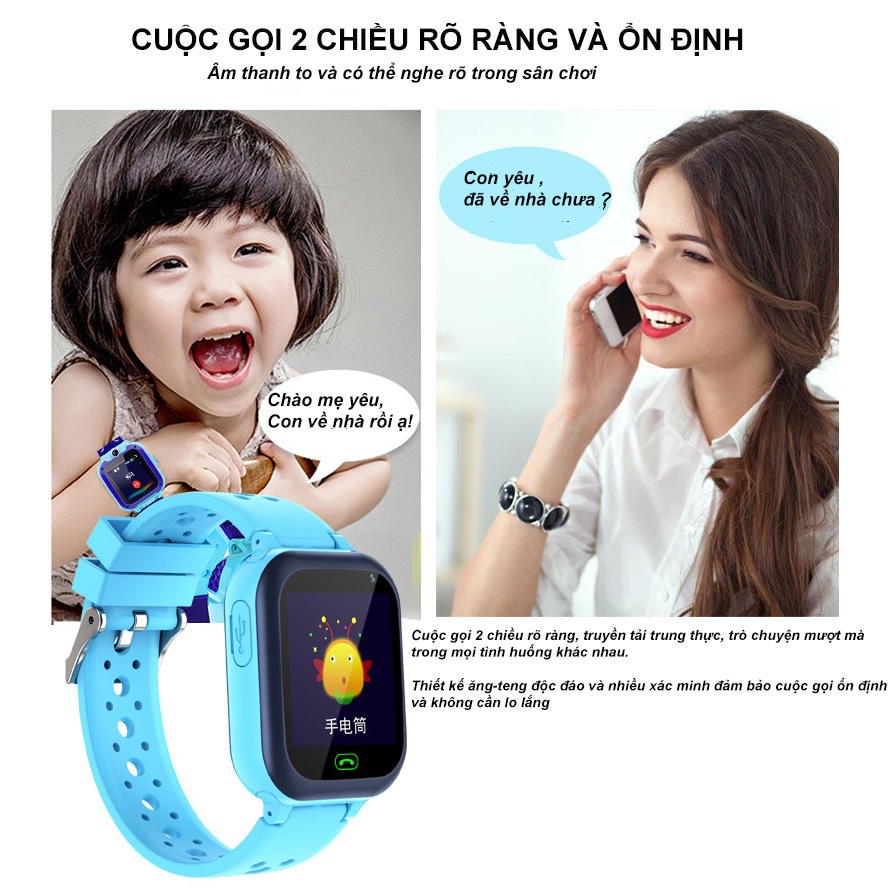 Đồng hồ thông minh nam nữ Crnaira cho trẻ em Q15 định vị nắp sim chụp ảnh nghe gọi video 2 chiều dây silicon