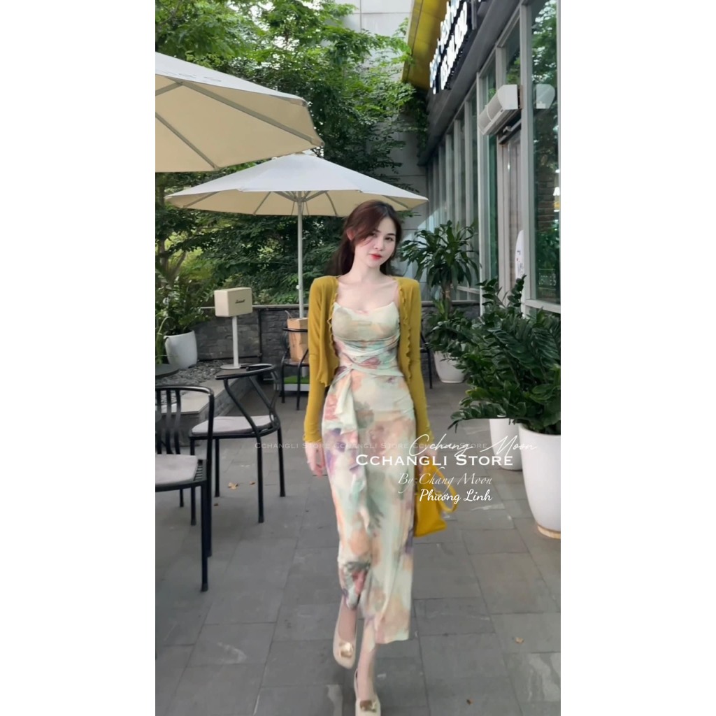Set váy hoa 2 dây kèm áo choàng lưới bánh bèo siêu xinh - Anna.Store