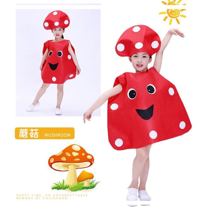🍄 Trang Phục Hóa Trang Halloween Hình Trái Cây, Rau Củ Cho Bé: Quần Áo Quả Chuối, Dâu Tây, Cây Nấm, Quả Ớt Đỏ