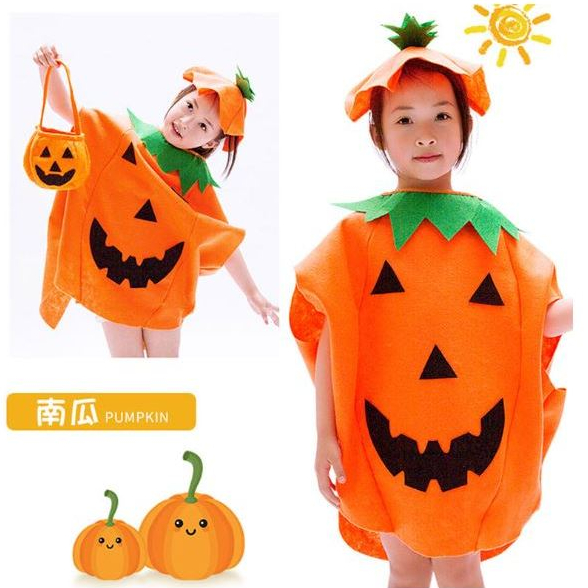 🍄 Halloween Hóa Trang Quả Bí Ngô Cho Bé. Trang Phục Bí Ngô Màu Cam Kèm Mũ Cho Bé Free Size