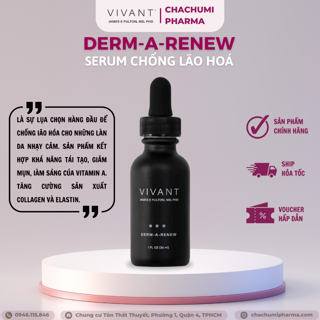 Serum Vivant Rejuv Rx và Derm-A-Renew giảm rãnh nhăn, phục hồi da, chống lão hóa 30ml