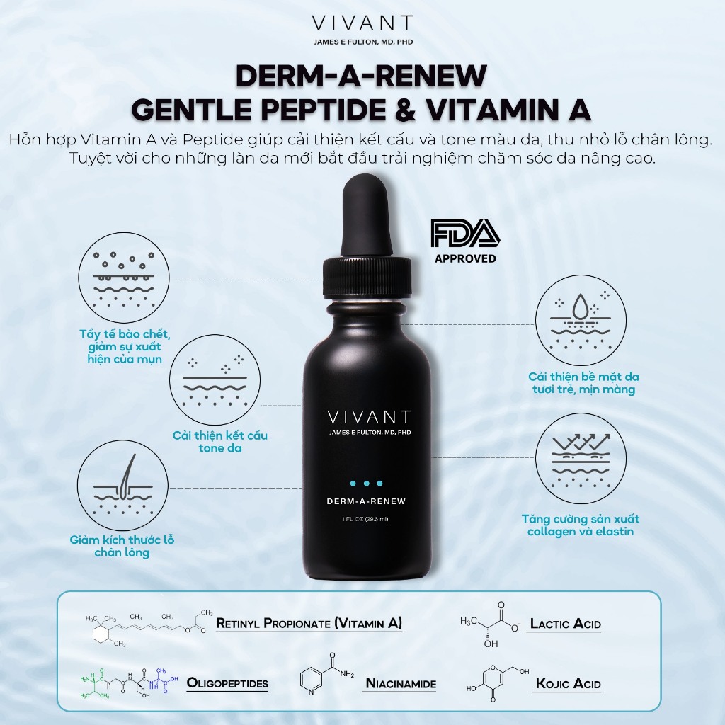 Serum Vivant Rejuv Rx và Derm-A-Renew giảm rãnh nhăn, phục hồi da, chống lão hóa 30ml