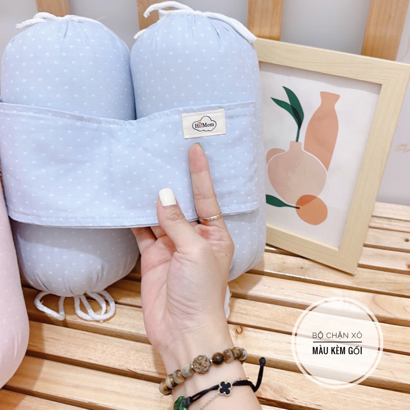 Bộ chặn Xô muslin  kèm gối đám mây họa tiết chấm bi HiMom - sản phẩm cho bé sơ sinh