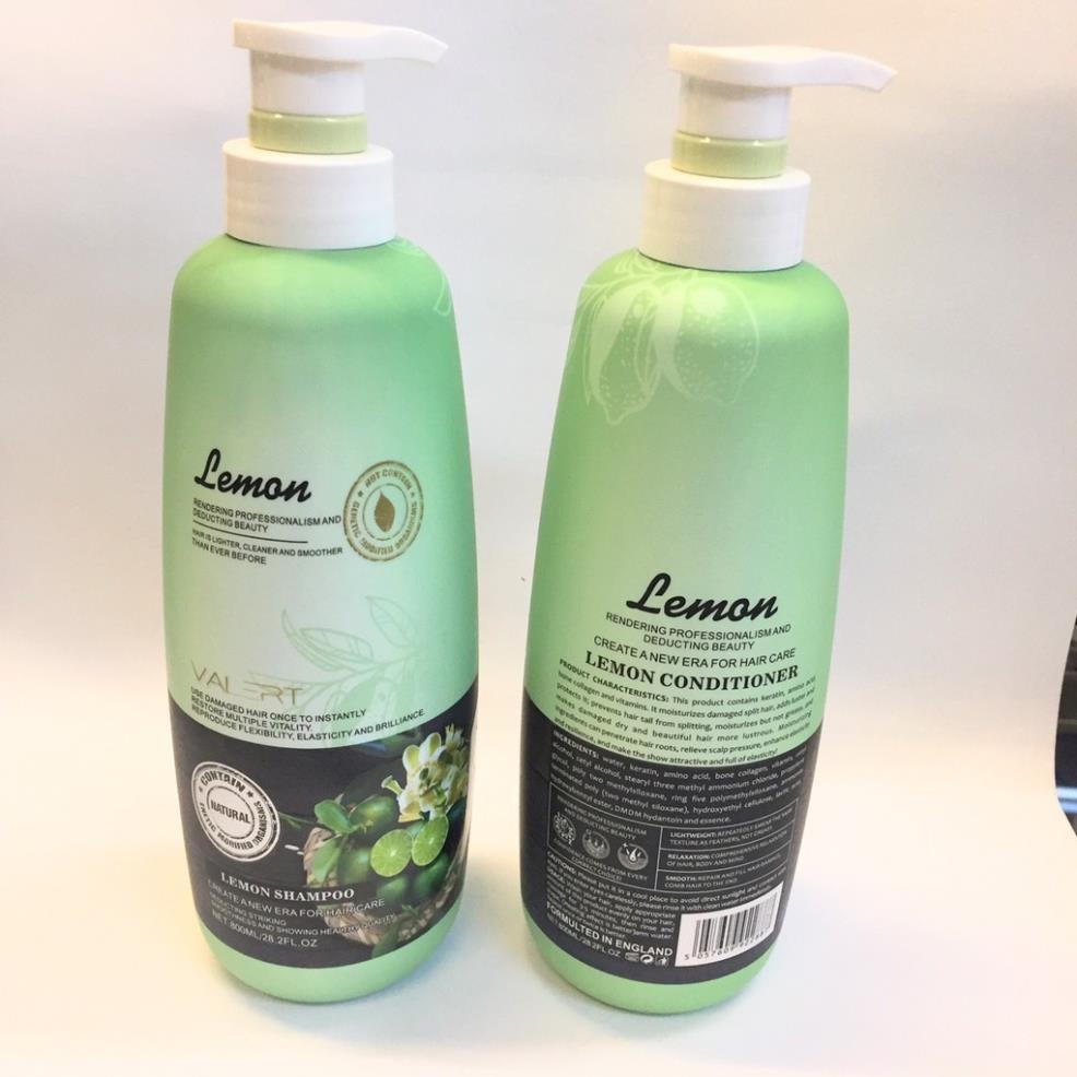 Cặp Dầu Gội Xả LEMON VALERT Chanh & Hoa Bưởi 750Ml. Phục Hồi Hư Tổn,Ngăn Gàu, Nấm, Kích Thích Mọc Tóc  Chính Hãng Mei