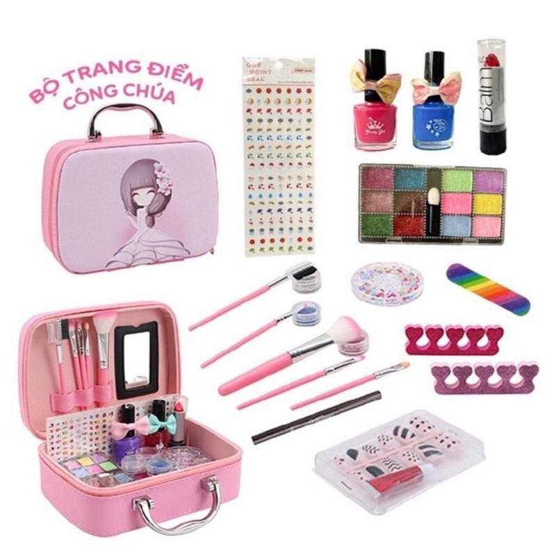 VALI TRANG ĐIỂM XỊN SÒ CHO BÉ GÁI kèm Hơ Móng