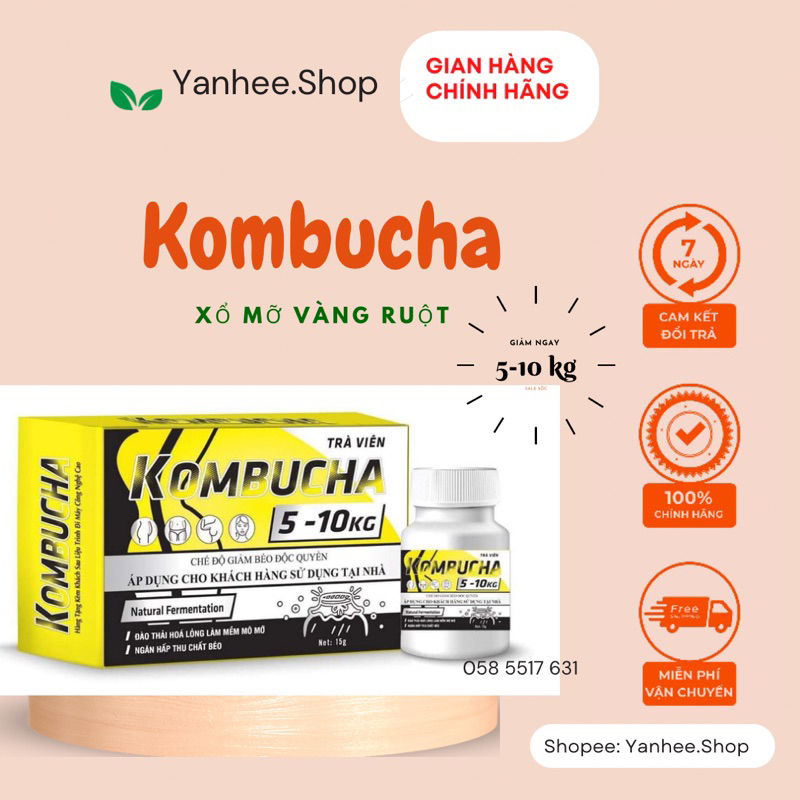 Xổ Mỡ Vành Ruột KOMBUCHA Giảm cân cấp tốc cơ địa khó 5-15kg.