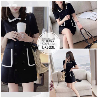 Đầm cổ vest basic viền trắng thanh lịch bigsize_saigon