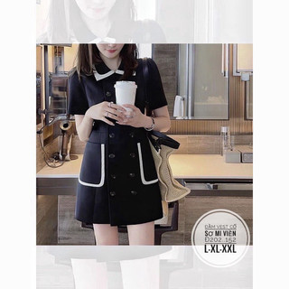 Đầm cổ vest basic viền trắng thanh lịch bigsize_saigon (55-90kg)