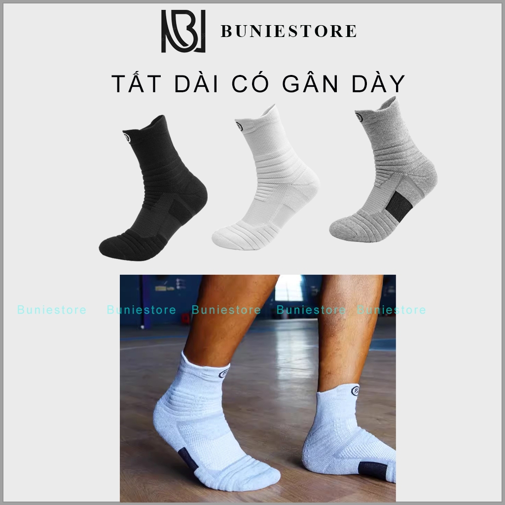 Vớ thể thao nam nữ dầy gân ma sát chuyên dụng chơi thể thao BUNIESTORE