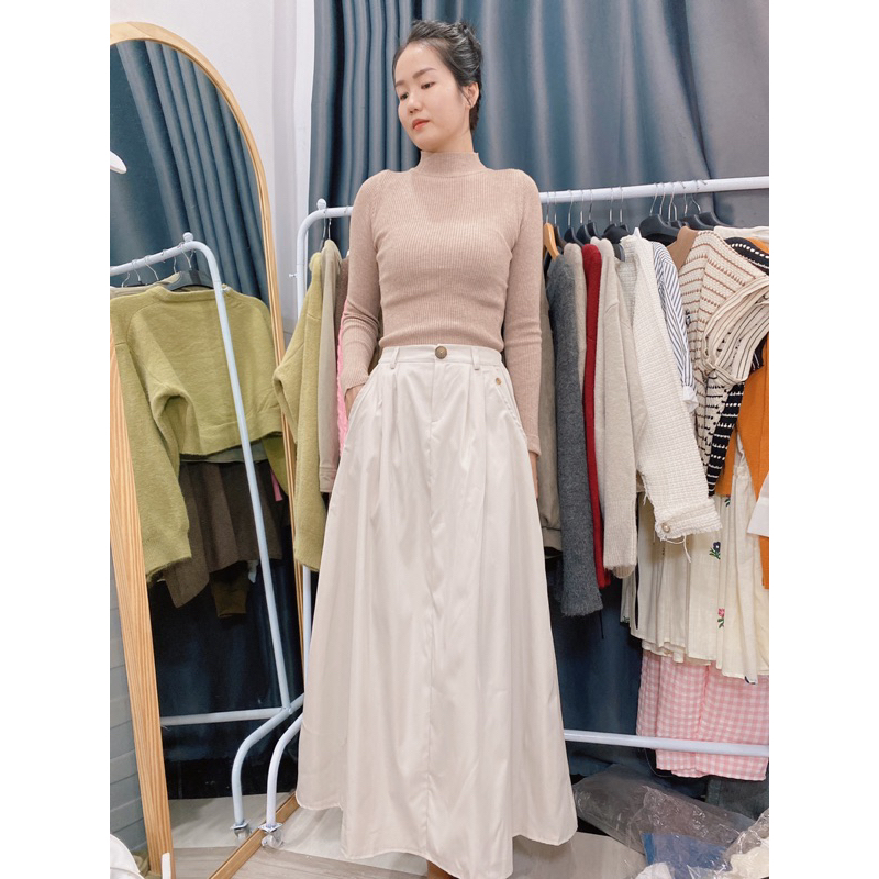 |🚛FREESHIP| Chân váy kaki ly dáng dài 4 màu lưng chun vintage