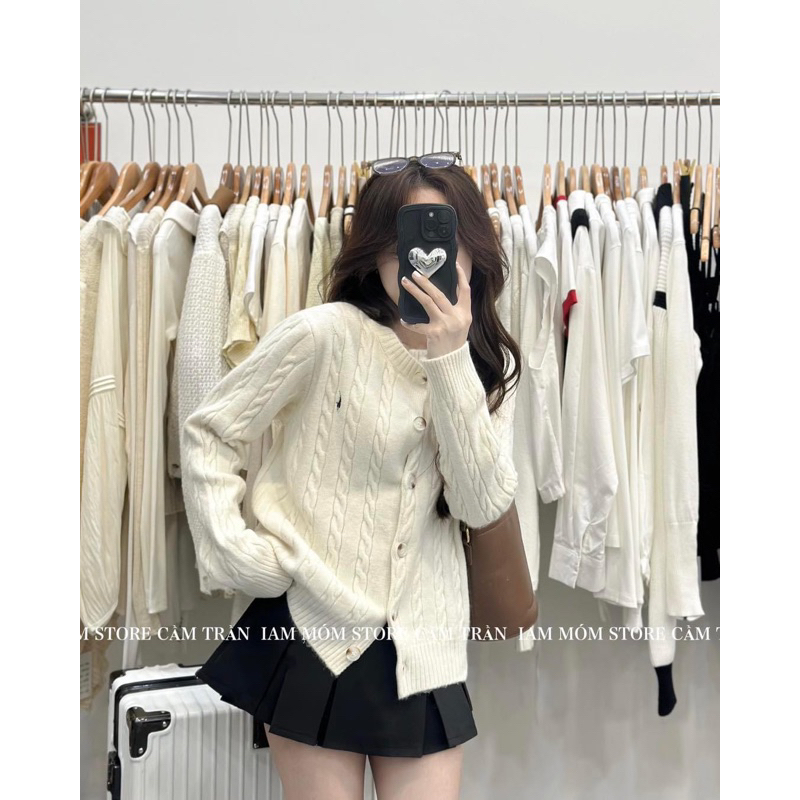 Áo cardigan len thừng dầy dặn thêu ngựa freesize hàng QCCC
