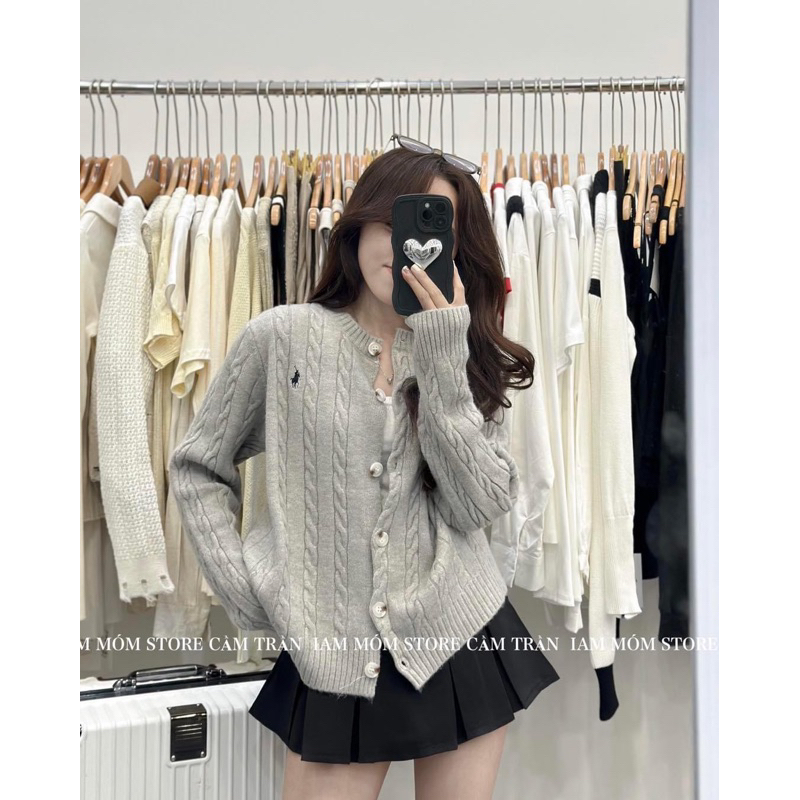 Áo cardigan len thừng dầy dặn thêu ngựa freesize hàng QCCC