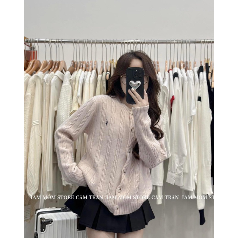 Áo cardigan len thừng dầy dặn thêu ngựa freesize hàng QCCC