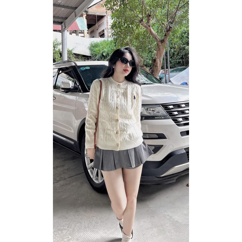 Áo cardigan len thừng dầy dặn thêu ngựa freesize hàng QCCC