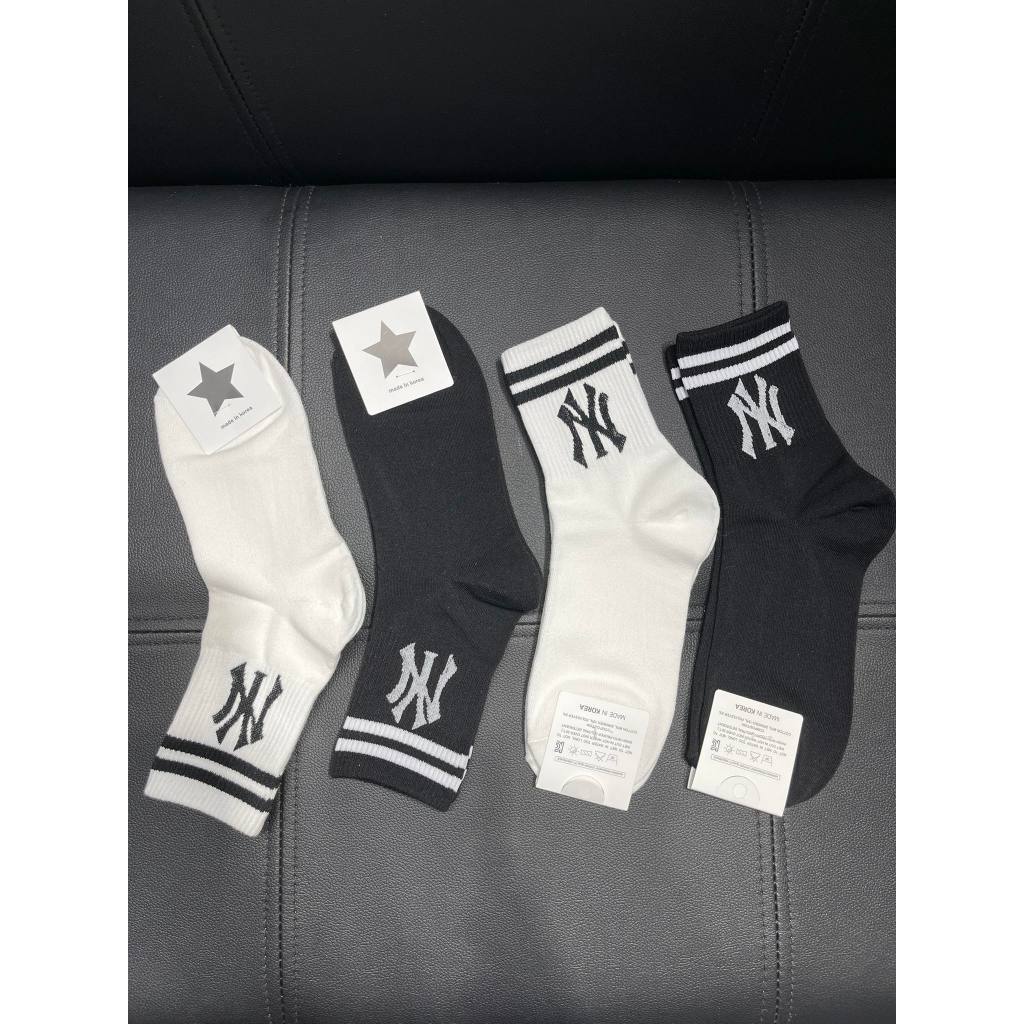Tất nội địa hàn NY đen trắng tất cao cổ mlb ny
