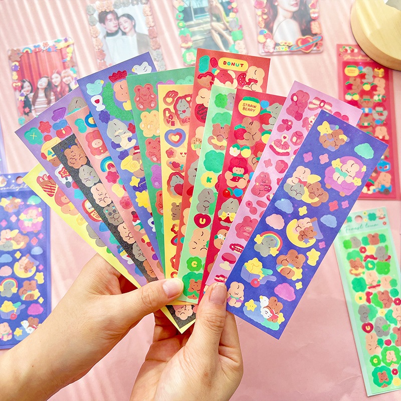 Zanmo tấm hình dán sticker thỏ hoạt hình lấp lánh decor toploader
