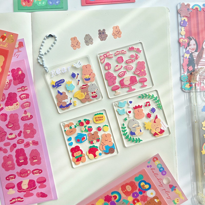 Zanmo tấm hình dán sticker thỏ hoạt hình lấp lánh decor toploader