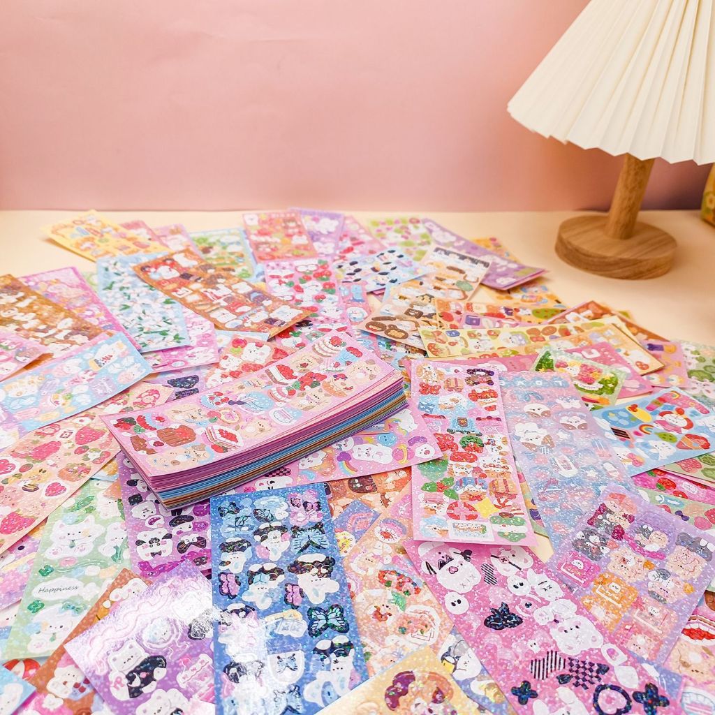 Zanmo Sỉ 50 100 miếng dán sticker dễ thương dùng để trang trí decor toploader
