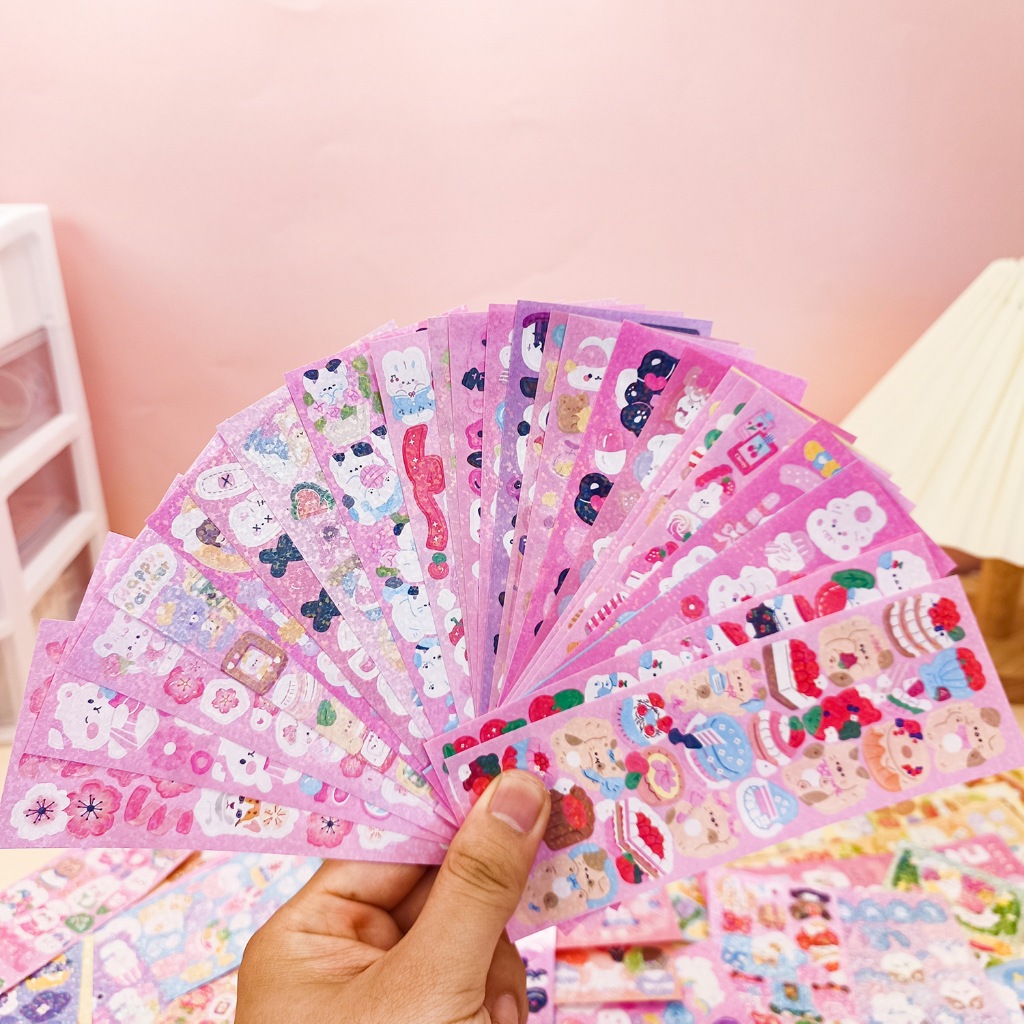 Zanmo Sỉ 50 100 miếng dán sticker dễ thương dùng để trang trí decor toploader
