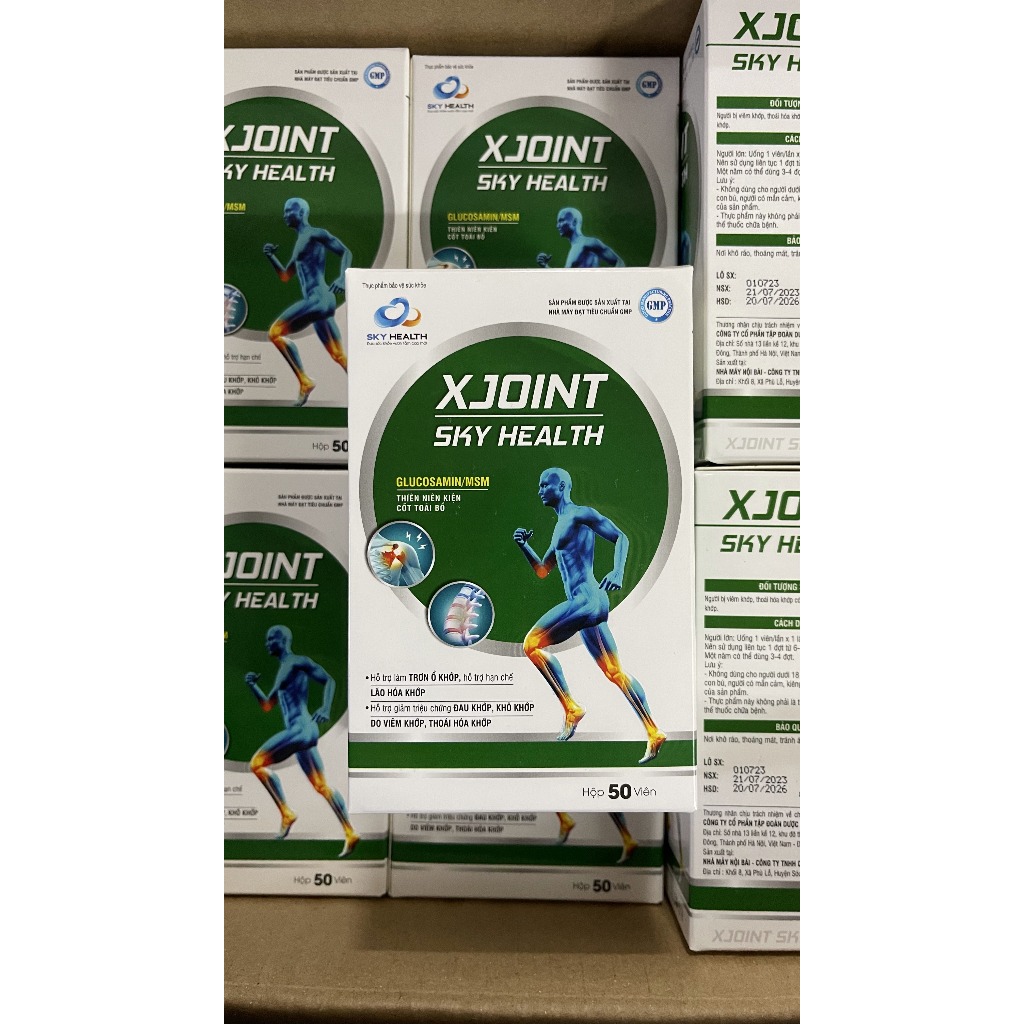 Viên uống xương khớp Xjoint SKY HEALTH Hỗ trợ bôi trơn khớp, viêm khớp, thoái hóa khớp, khô khớp - Lọ 50 viên