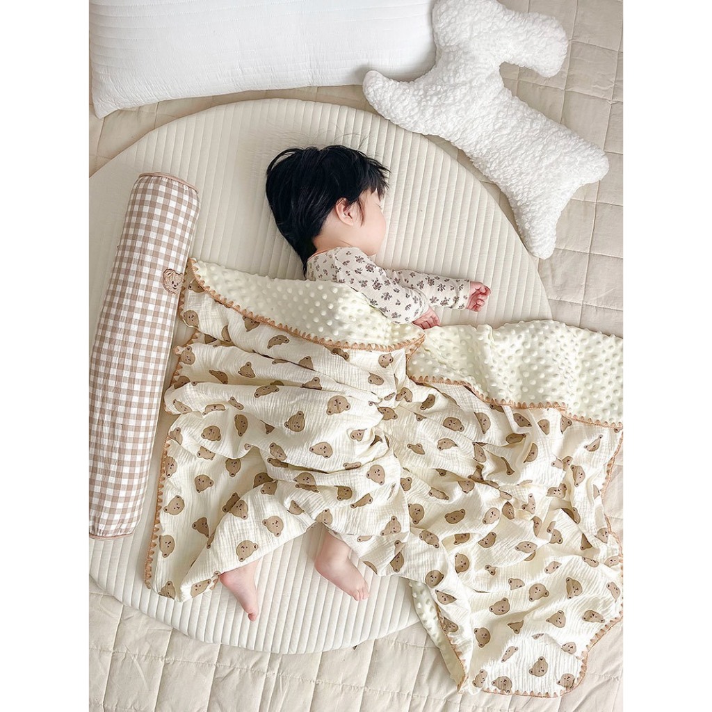 Chăn hạt đậu vải xô Muslin 2 lớp cho bé
