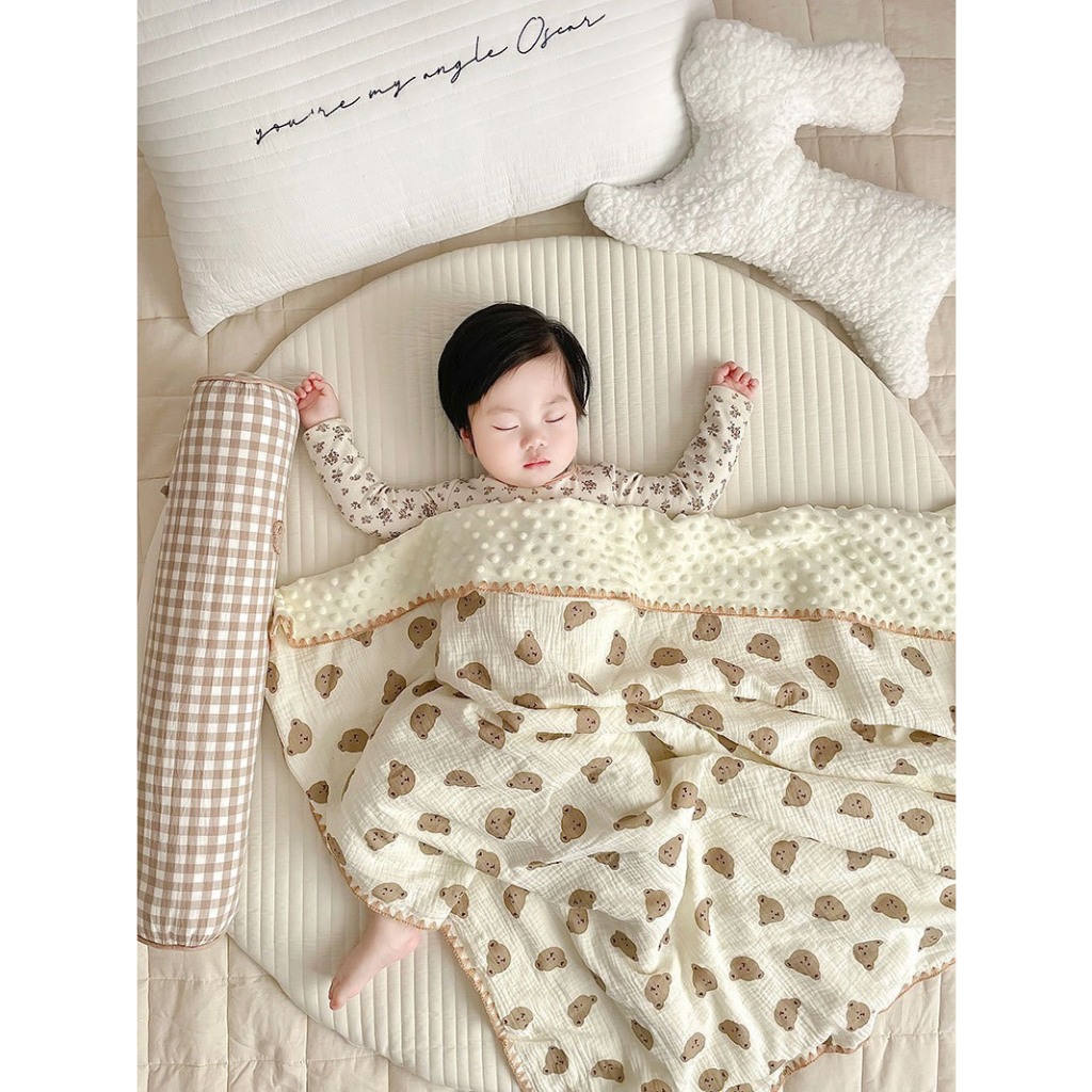 Chăn hạt đậu vải xô Muslin 2 lớp cho bé