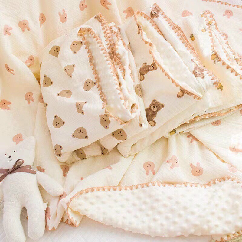 Chăn hạt đậu vải xô Muslin 2 lớp cho bé