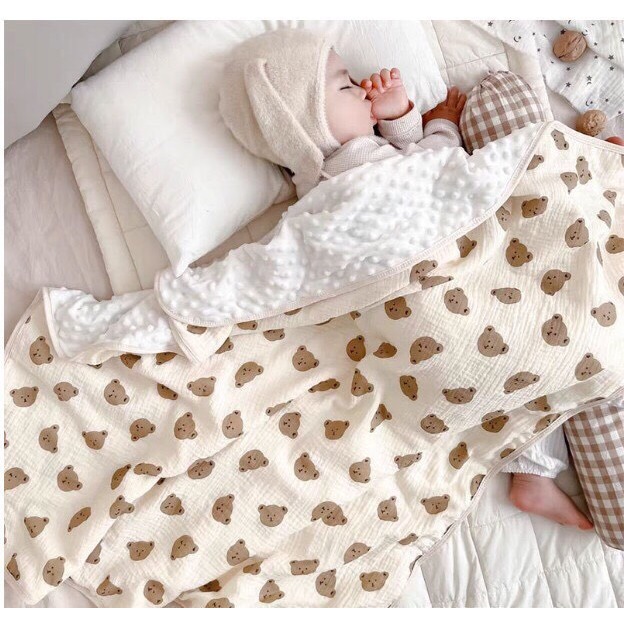 Chăn hạt đậu vải xô Muslin 2 lớp cho bé