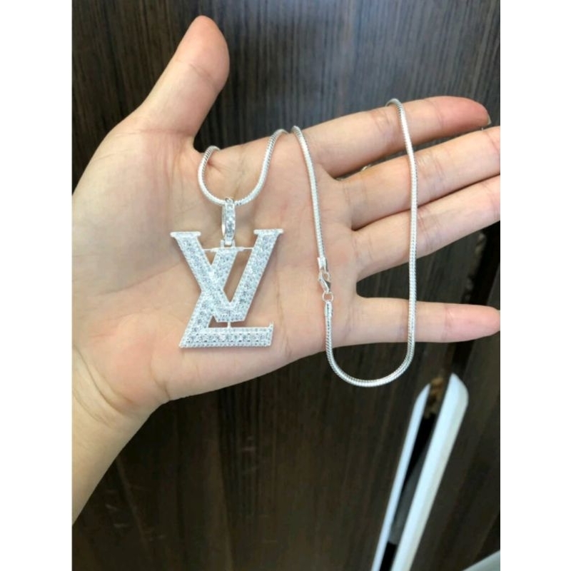 Dây chuyền mặt Lv , dây chuyền nam ,dây lv mặt đính đá mạ bạch kim siêu đẹp dành cho nam nữ vòng cổ nam nữ - DCLV