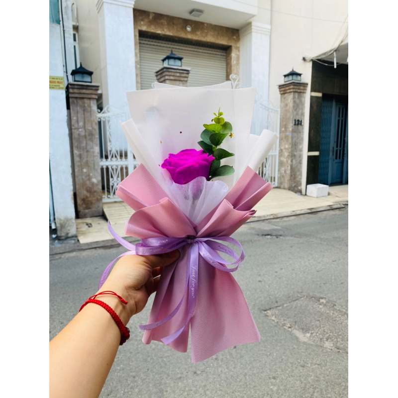 Bó hoa nhũ kim tuyến 1 bông tặng kèm túi thiệp