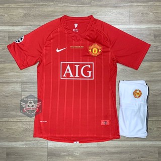 Bộ quần áo bóng đá clb mu aig 2008 màu đỏ, áo bóng đá mu manchester united màu đỏ aig