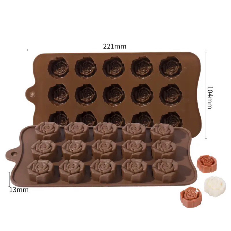 HCM-KHUÔN SILICON 6,15 HOA HỒNG DỄ THƯƠNG LÀM SOCOLA, RAU CÂU, PUDDING DIỆU THƯ SHOP