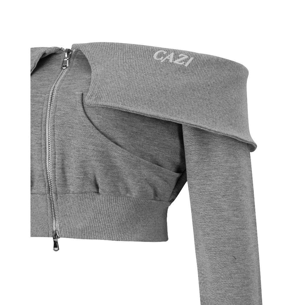 Set nỉ áo khoác bó trễ vai & chân váy ngắn Cazi - Winged Nightshade