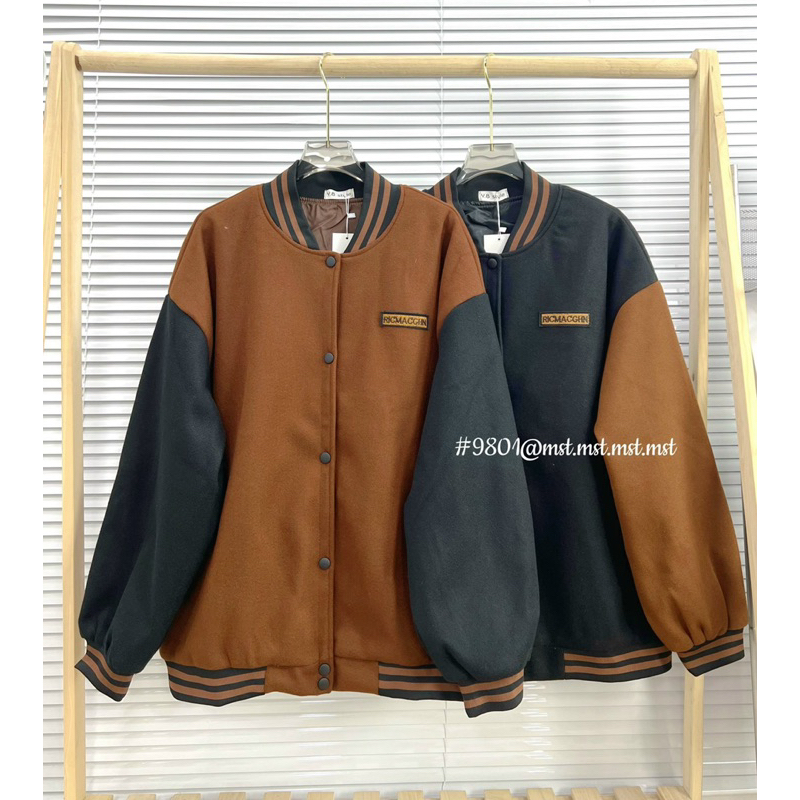 Sale Sốc Áo khoác bomber dạ phối màu tone nâu hàng QCCC dày đẹp