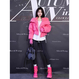 Áo phao croptop nữ pha len dày dặn dáng ngắn croptop cổ rộng hàng qccc phao dày Yame clothing