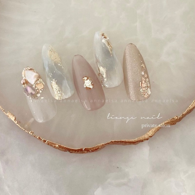 M005 - ANNAELSA Nail Box Thiết Kế Móng Úp Mẫu Thanh Lịch Sang Trọng Màu Xanh Ngọc