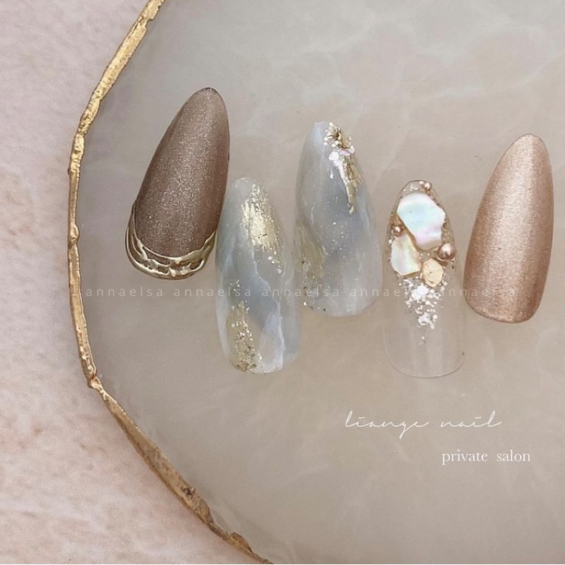 M005 - ANNAELSA Nail Box Thiết Kế Móng Úp Mẫu Thanh Lịch Sang Trọng Màu Xanh Ngọc