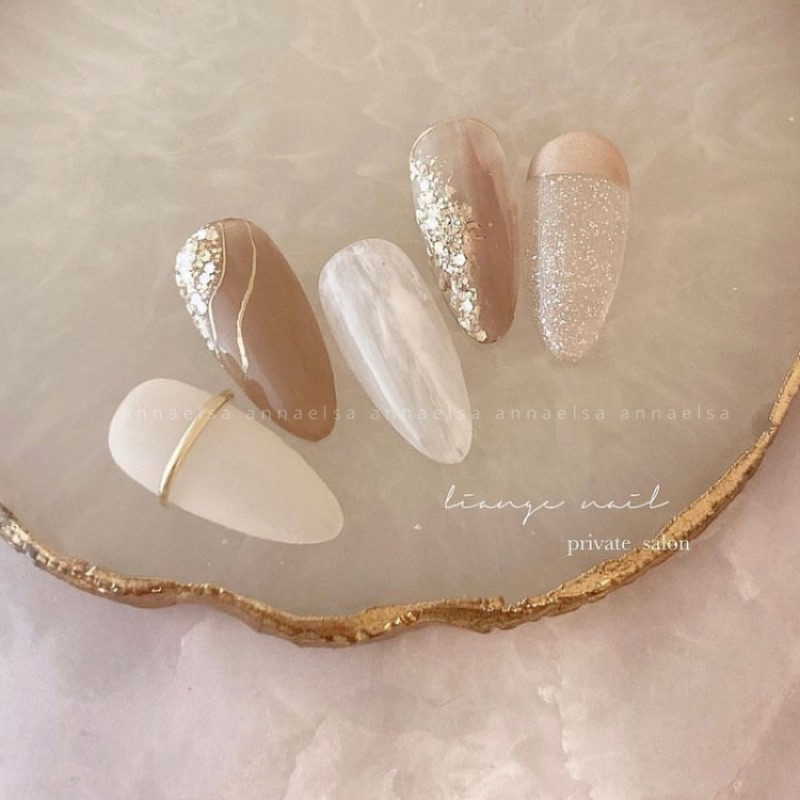 M005 - ANNAELSA Nail Box Thiết Kế Móng Úp Mẫu Thanh Lịch Sang Trọng Màu Xanh Ngọc