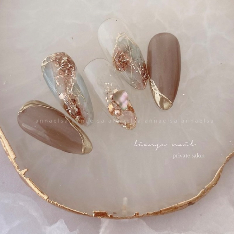 M005 - ANNAELSA Nail Box Thiết Kế Móng Úp Mẫu Thanh Lịch Sang Trọng Màu Xanh Ngọc