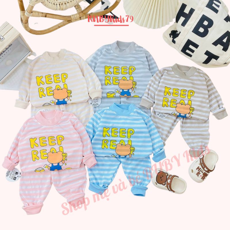 Đồ Bộ tay dài quần dài chất vải cotton cho bé từ 6-15kg rubykids79