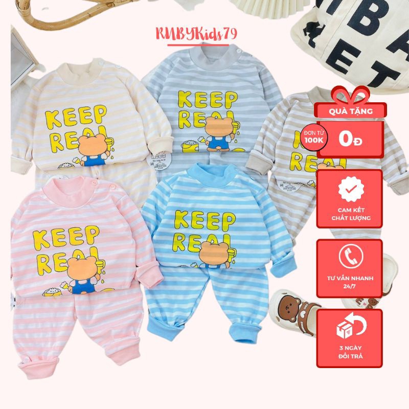 Đồ Bộ tay dài quần dài chất vải cotton cho bé từ 6-15kg rubykids79