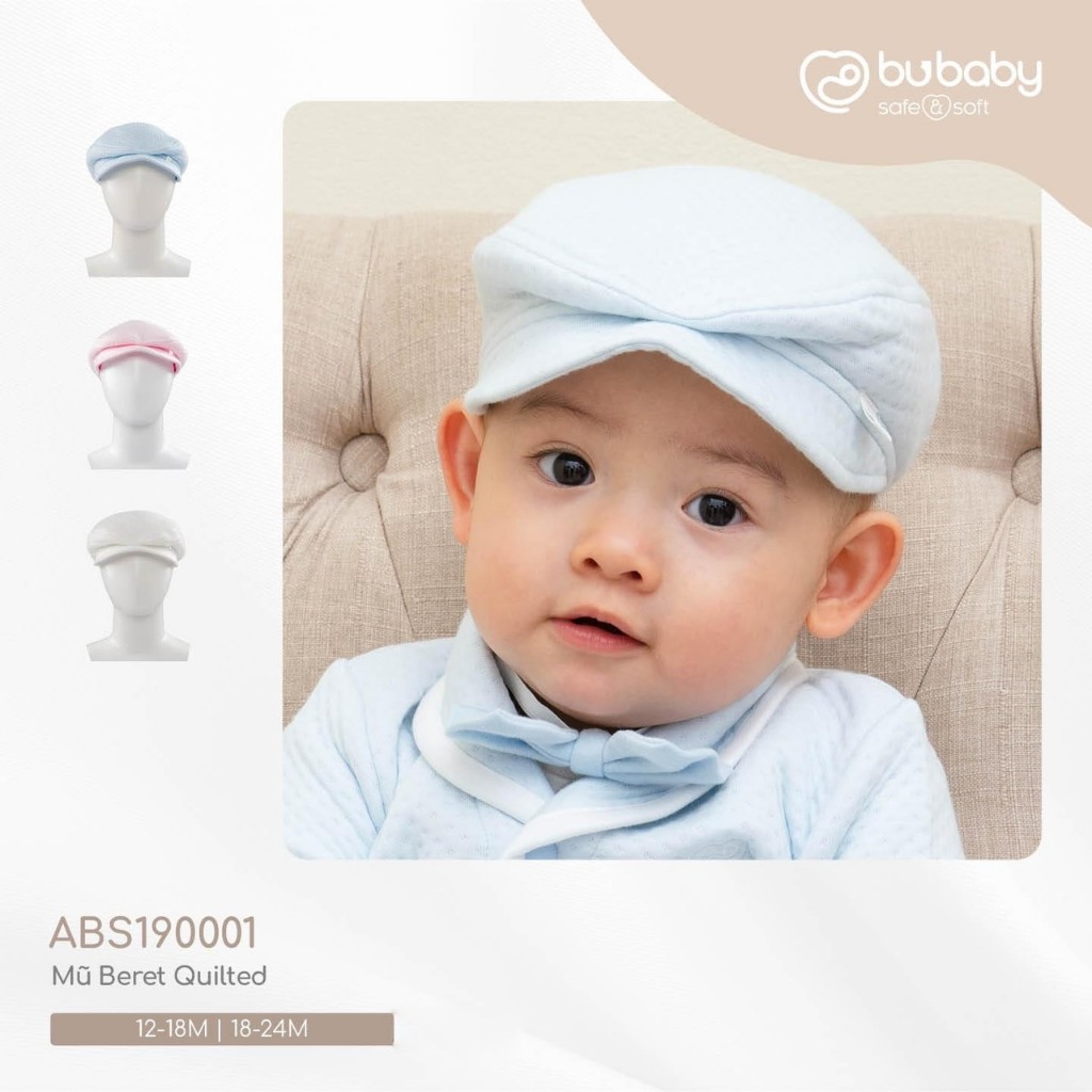 Bubaby  ABS190001 Mũ beret Quilted Bu Baby dành cho bé trai bé gái sơ sinh cao cấp