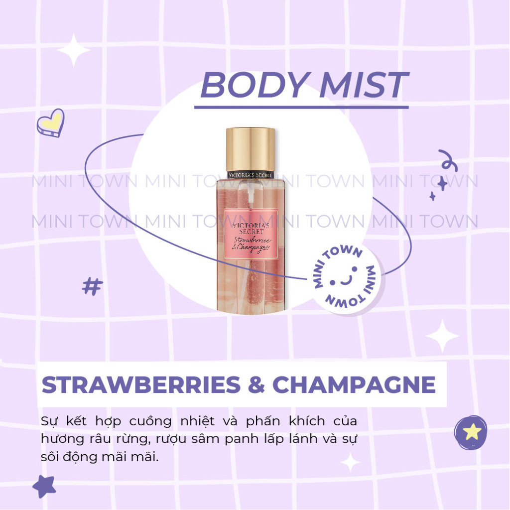 STRAWBERRIES & CH A M PA GNE - Xịt Thơm Lưu Hương Toàn Thân Victoria's Secret Fragrance Mist