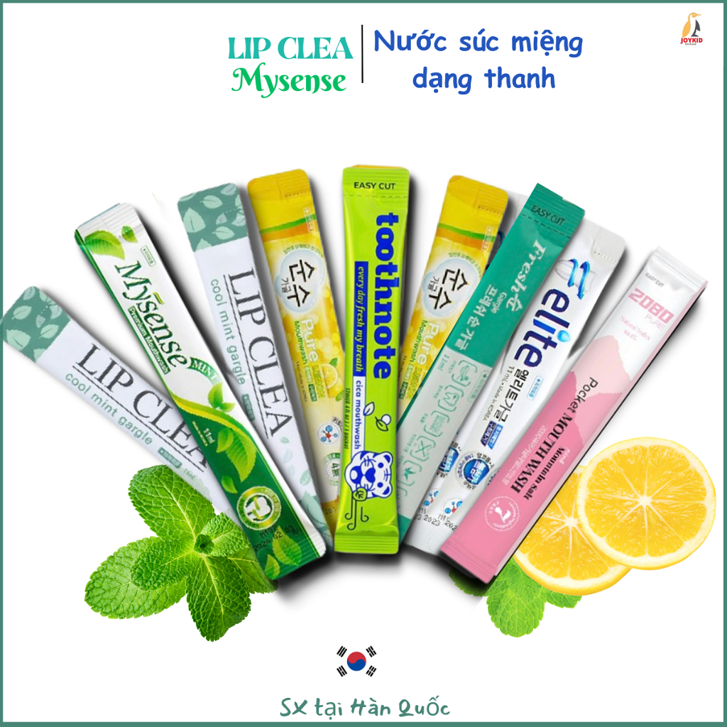Nước súc miệng dạng thanh/bỏ túi Hàn Quốc 2080/Fresh/Pure/Elite/Lip Clea nhỏ gọn, tiện lợi mang theo 11/12ml/gói