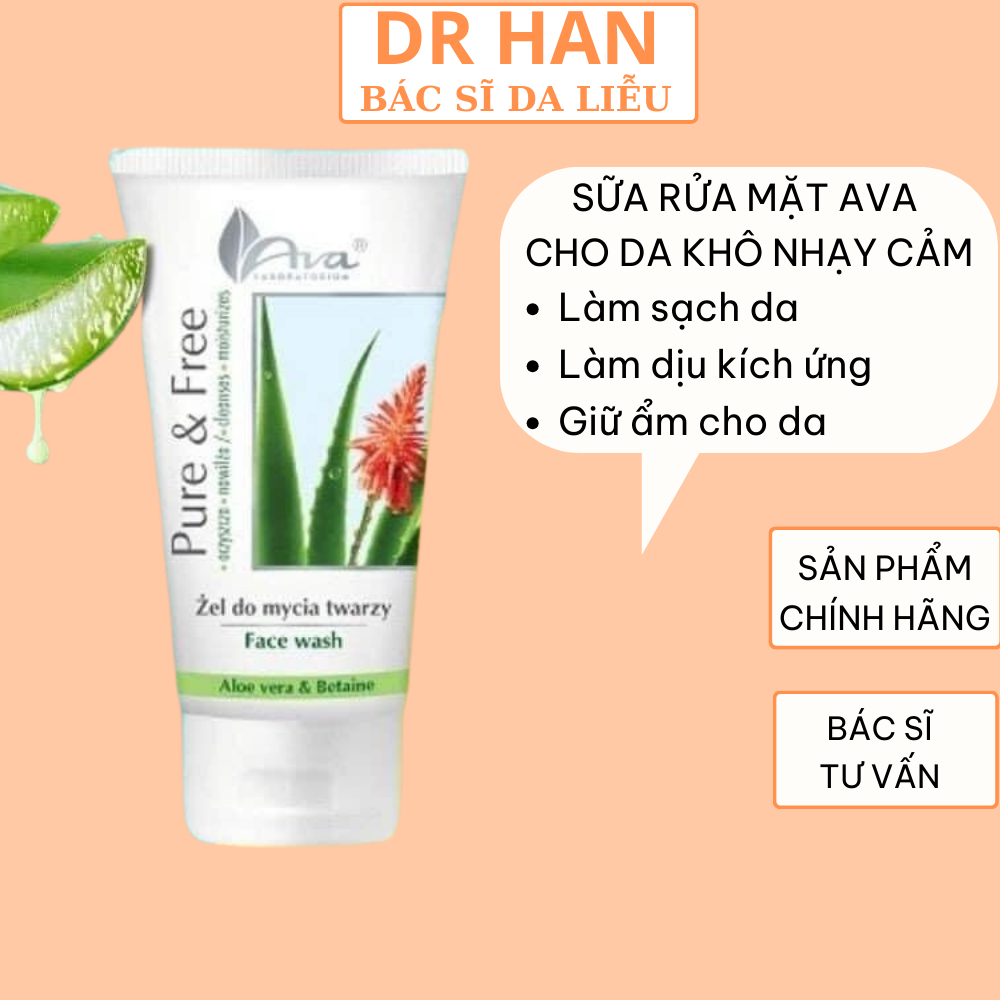 Sữa rửa mặt Ava cho da khô, da nhạy cảm, srm ava giữ ẩm, làm dịu da 150ml