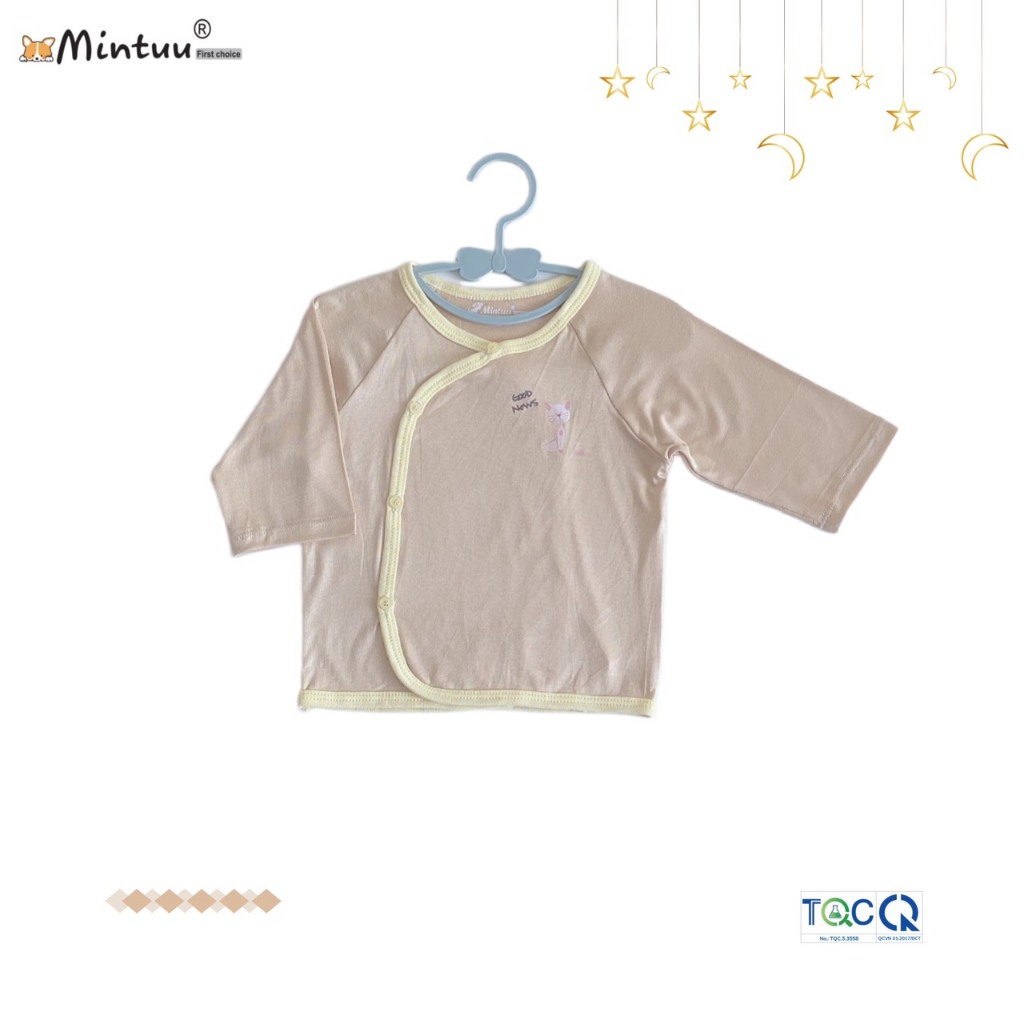 Áo cài xéo tay dài vải sợi tre cho bé sơ sinh hiệu MINTUU