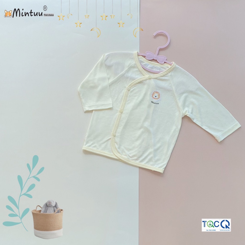 Áo cài xéo tay dài vải sợi tre cho bé sơ sinh hiệu MINTUU
