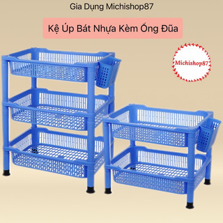 Kệ Úp Chén, Trạn Bát 2,3 Tầng Nhựa Việt Nhật Kèm Ống Đũa, Giá Để Bát Đũa Nhà Bếp (Kệ indo)