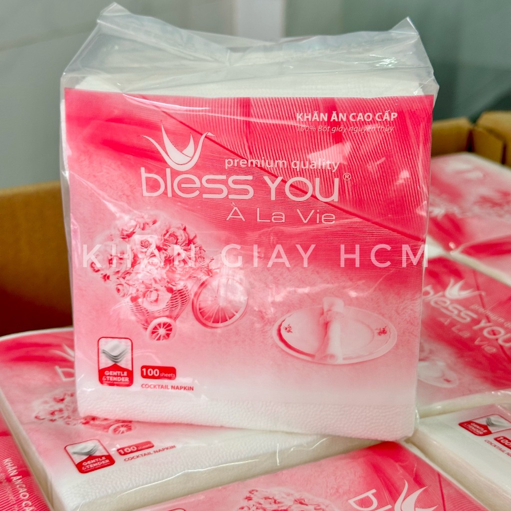 🔥   KHĂN GIẤY VUÔNG BLESS YOU 23x23 CM , KHĂN ĂN CHÍNH HÃNG - KHĂN GIẤY HCM 🔥